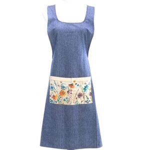 Demdaco Spring Flowers Pocket Apron with Quilted Pot Holder Accessory
